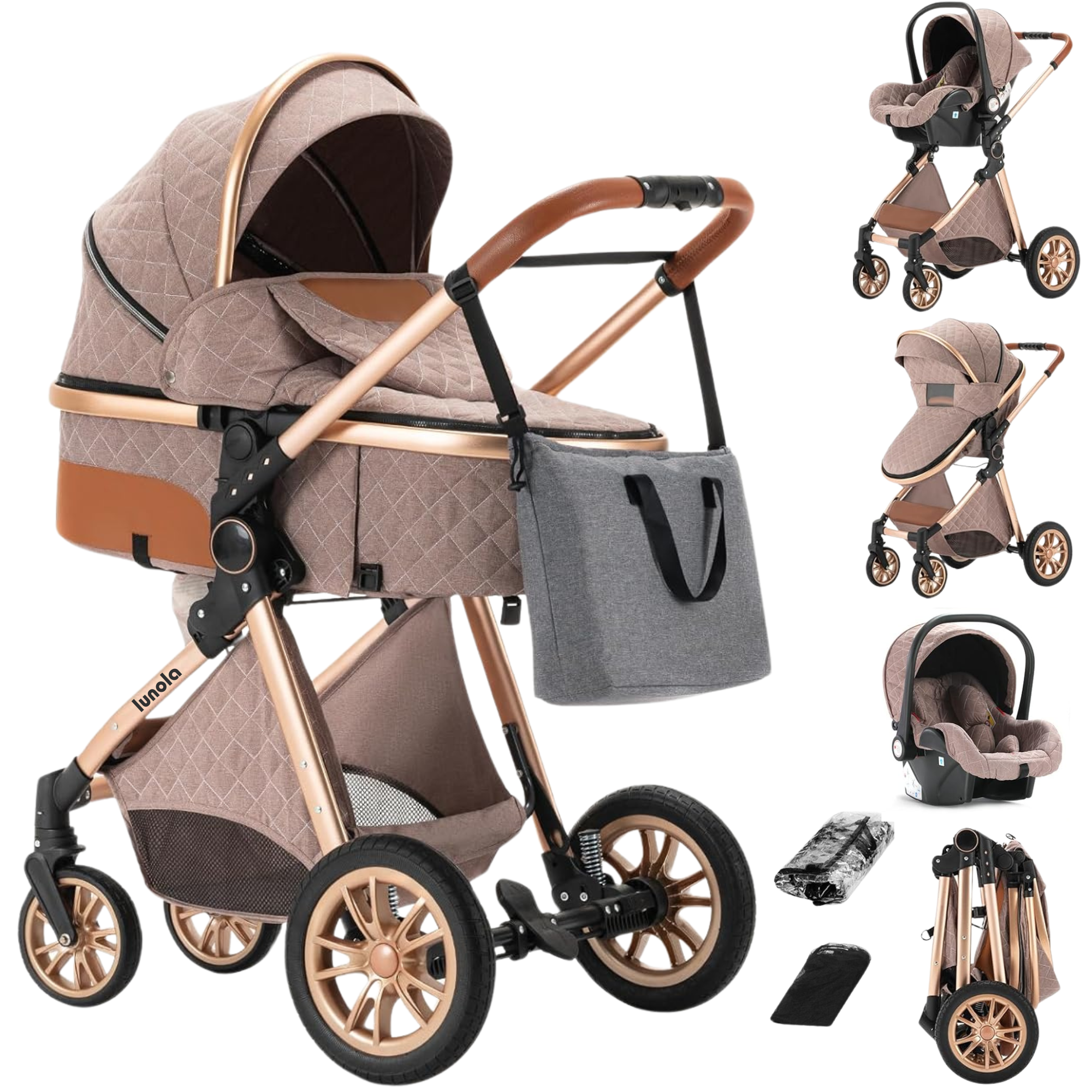 Lunola Nova 3-in-1 Kinderwagen - Khaki