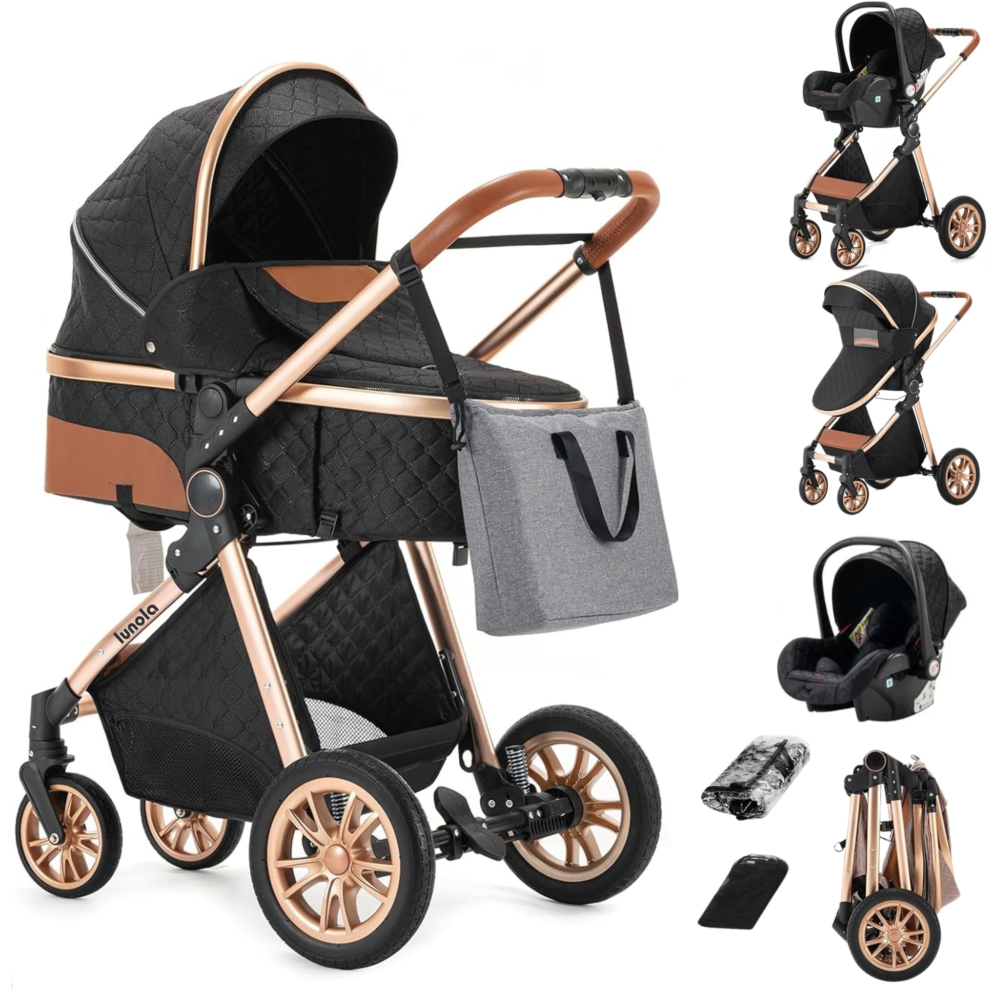 Lunola Nova 3-in-1 Kinderwagen - Zwart